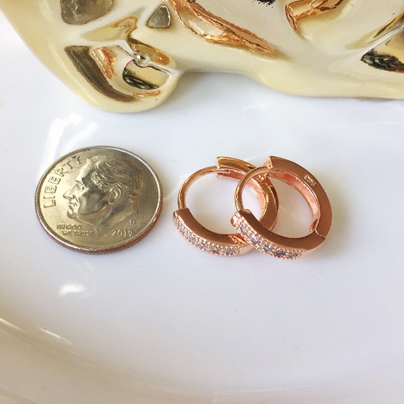 Rose gold over silver cz earrings - Picture 2 of 2